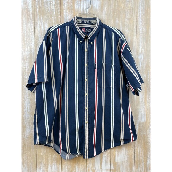 Vintage Chaps Ralph Lauren Men's Size XL Striped Short Sleeve Button Down *READ - Picture 1 of 11